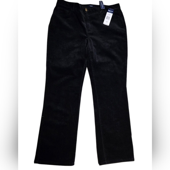Chaps Women's Slimming Fit Black Corduroy Pants 14P New - Picture 1 of 8